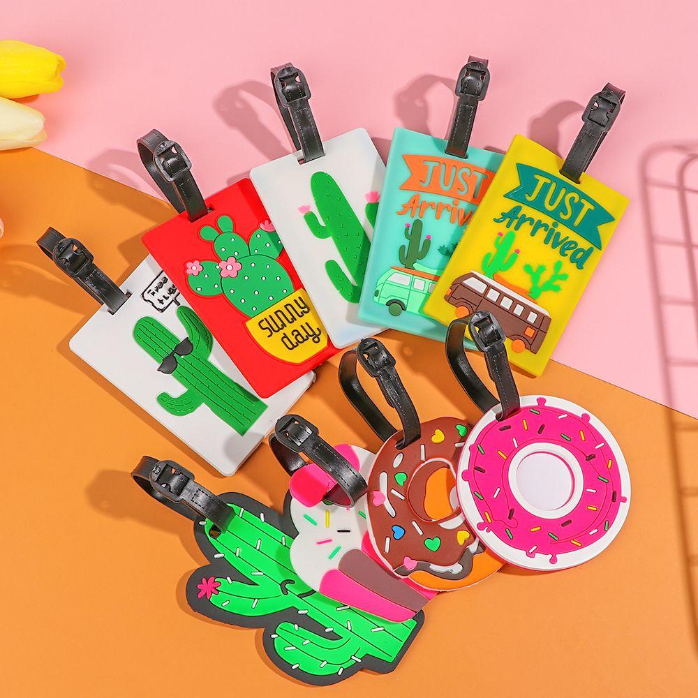 Мультяшный узор, силикагель, багажная бирка, багажная бирка, дорожные аксессуары, кактус, пончик, стиль